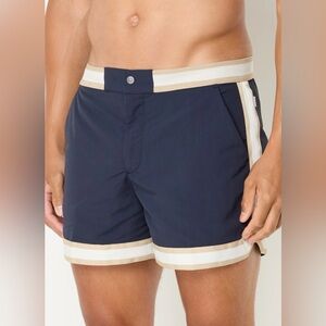 Reiss Che Baller Navy Stripe Swim Trunks Mesh Lined Men’s XL